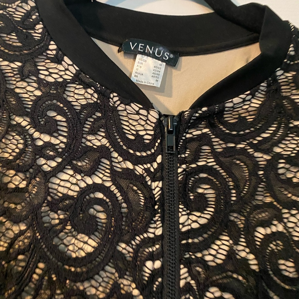 VENUS Black Lace Jumpsuit with Intricate Design